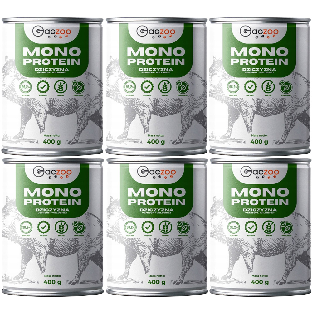 Gaczoo MONO Protein karma mokra dla psa Dzik 6x400g